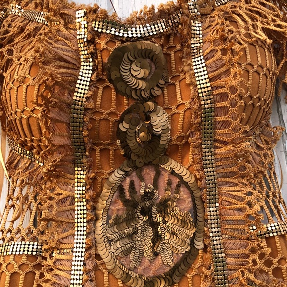 Raisa Vanessa Chainmail Mini Dress 36 XS Fringe - Picture 5 of 15